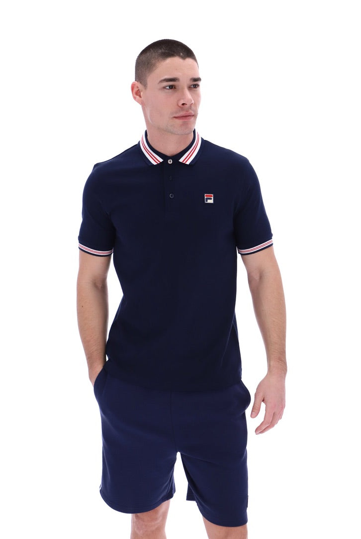 FILA Faraz Tipped Rib Polo Shirt - Fila Navy