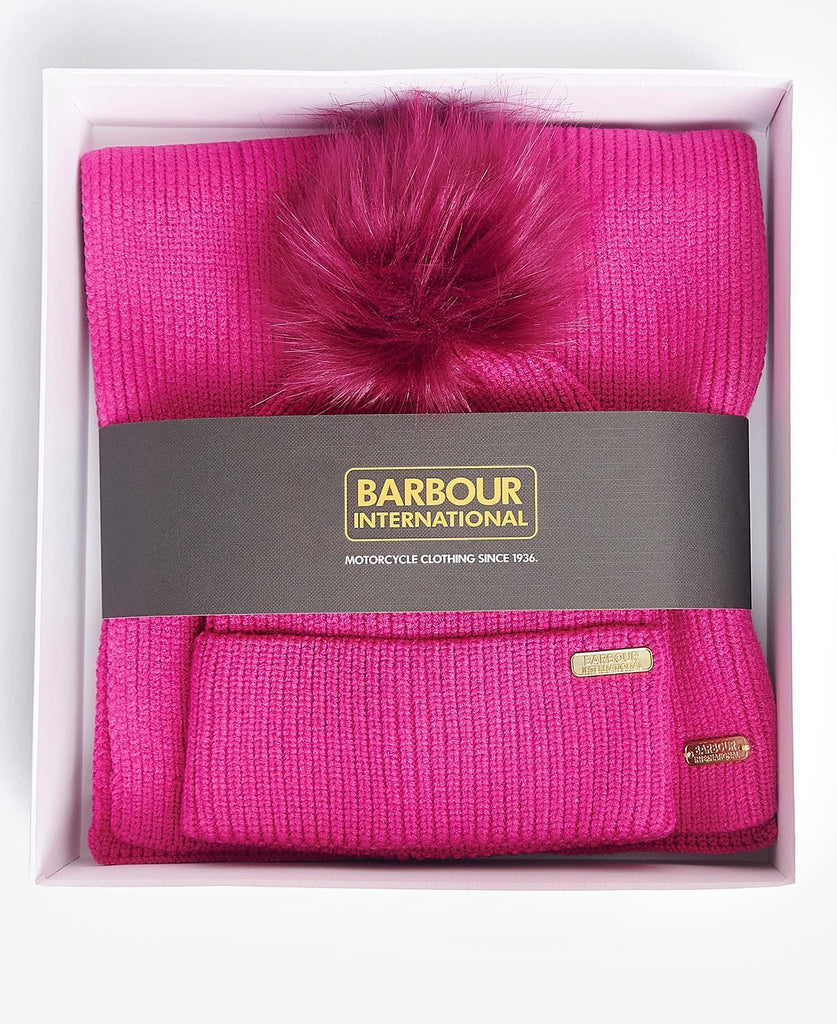 Barbour international Mallory Beanie & Scarf Gift Set - Fushia Lily