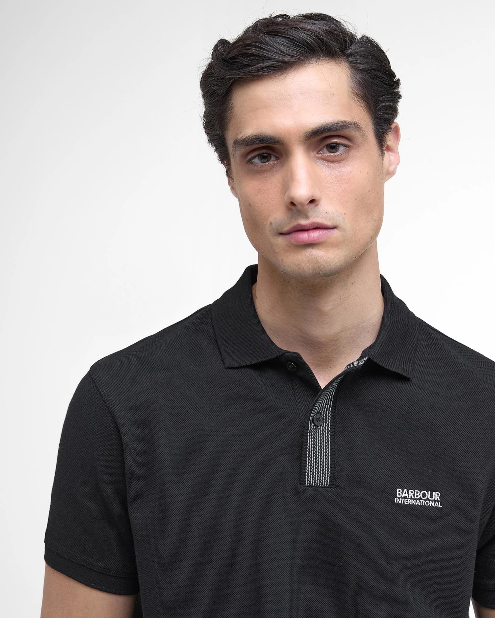 Barbour International Baynes Knit Placket Polo Shirt - Black
