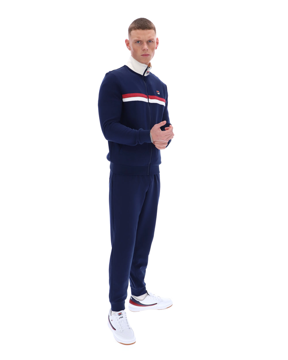 FILA Enrico Track Jacket with Terry Stripes - Fila Navy/Gardenia