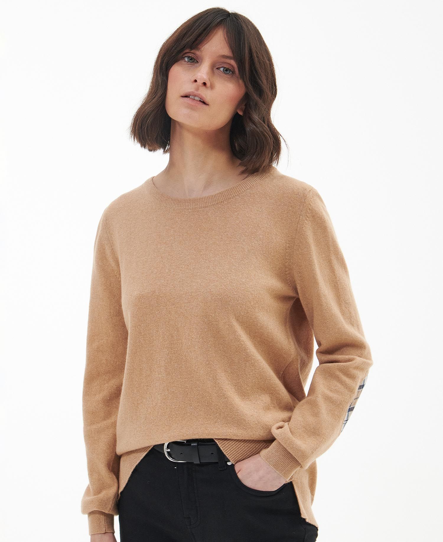 Barbour Pendle Crew Knitted Jumper - Caramel/Fawn