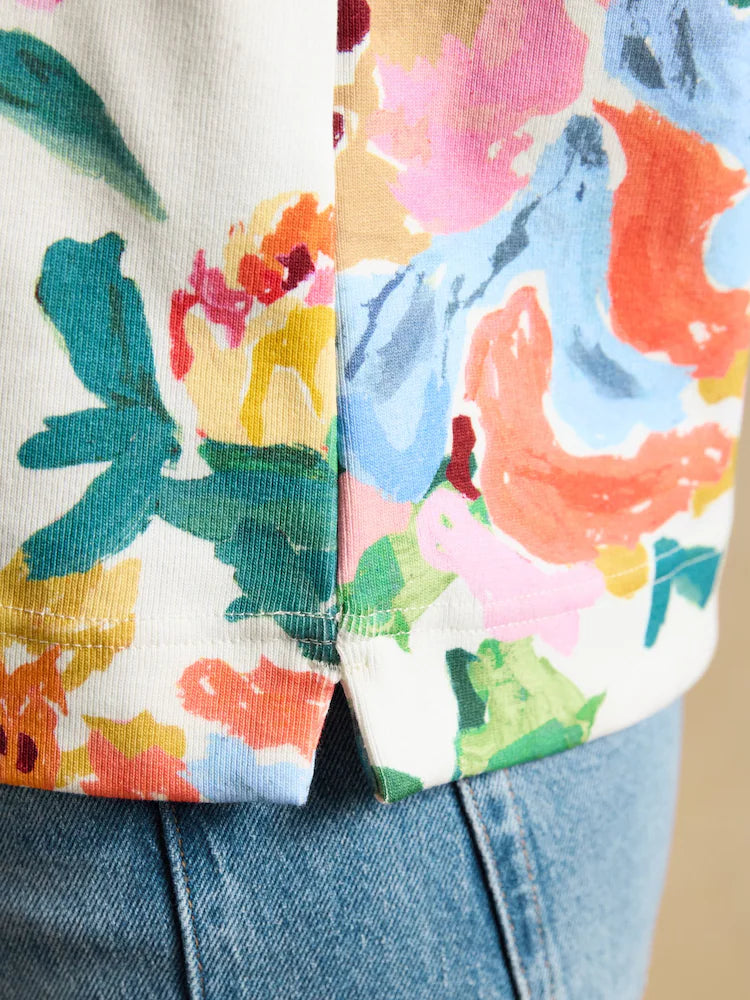 Joules Harbour Artist Floral Printed Boat Neck Breton Top