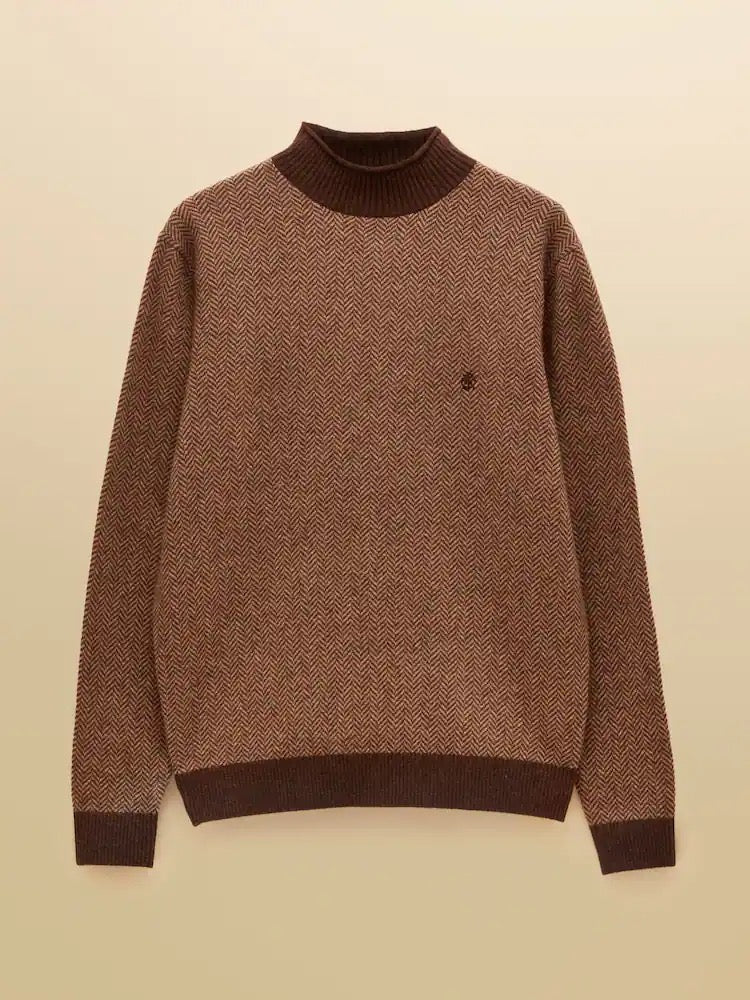 Joules Highland Brown Wool Rich Roll Neck Jumper