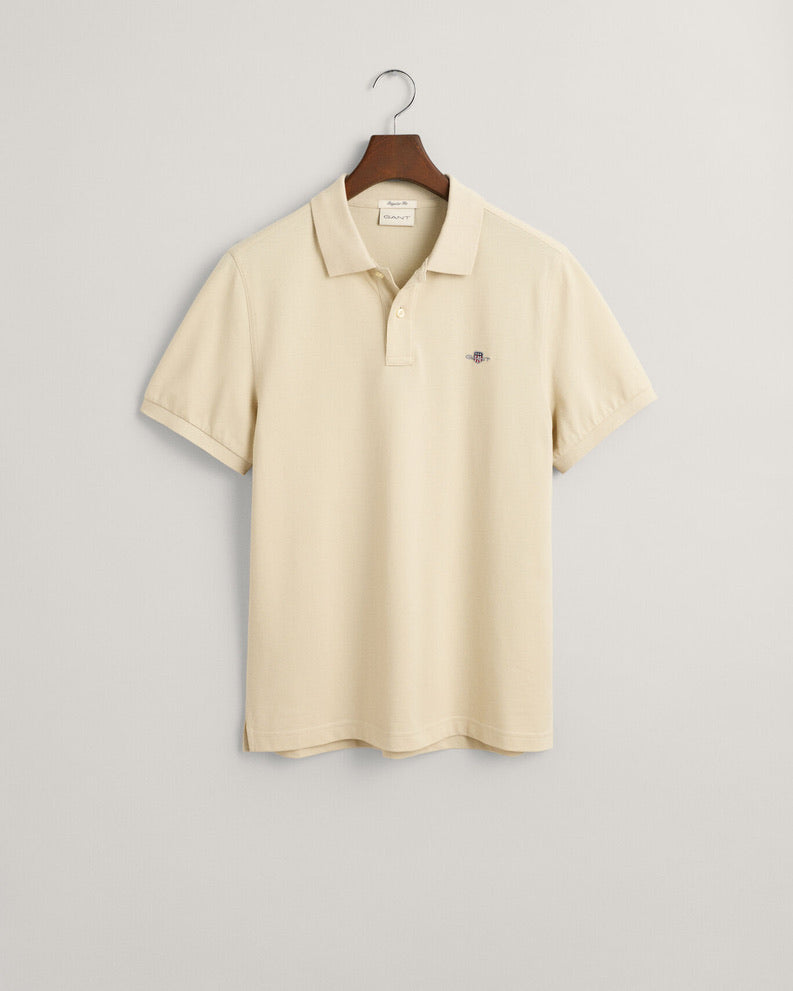 Gant Reg Fit Shield SS Pique Polo Shirt - Silky Beige