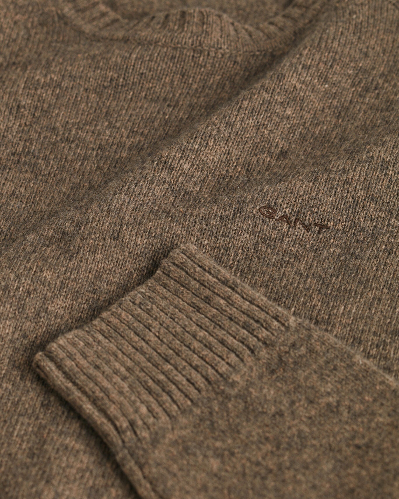 Gant Wool Blend Crew Neck Sweater - Dark Hazelnut Melange