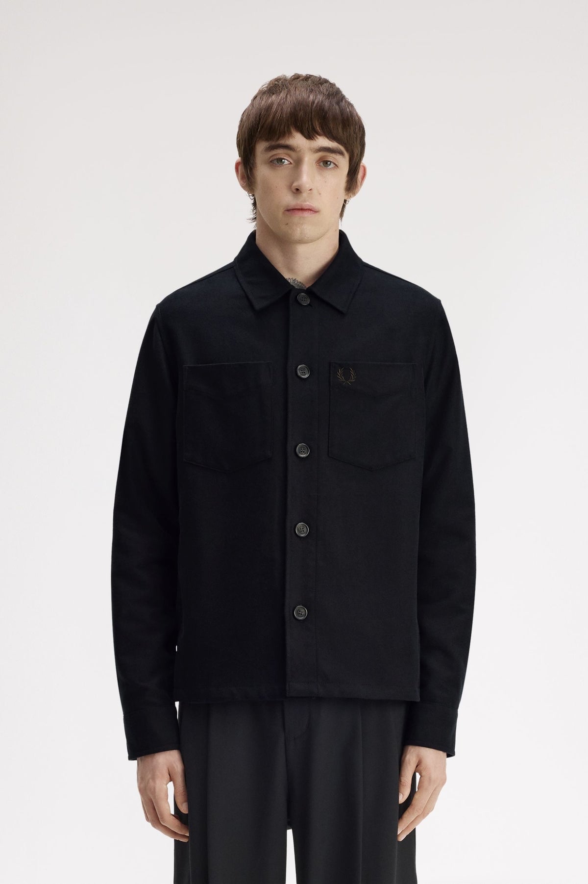 Fred Perry Brushed Twill Overshirt - Black