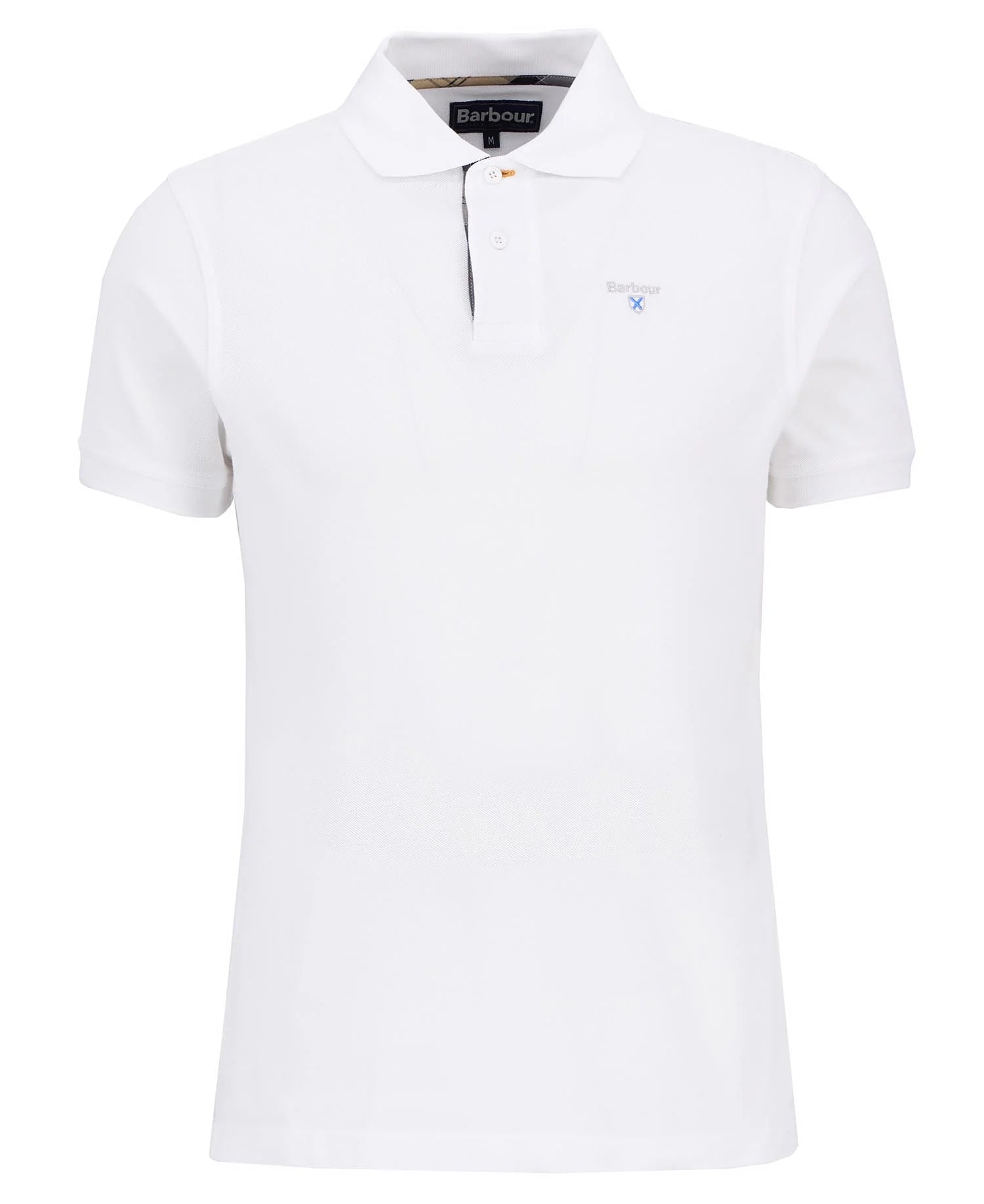 Barbour Reg Fit Tartan Pique Polo Shirt - Classic White