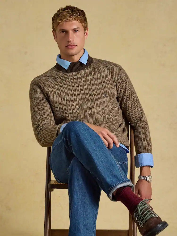 Joules Highland Brown Wool Rich Roll Neck Jumper