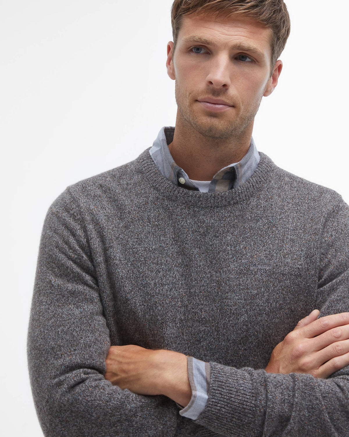 Barbour Essential Tisbury Crew Neck Jumper - Fog