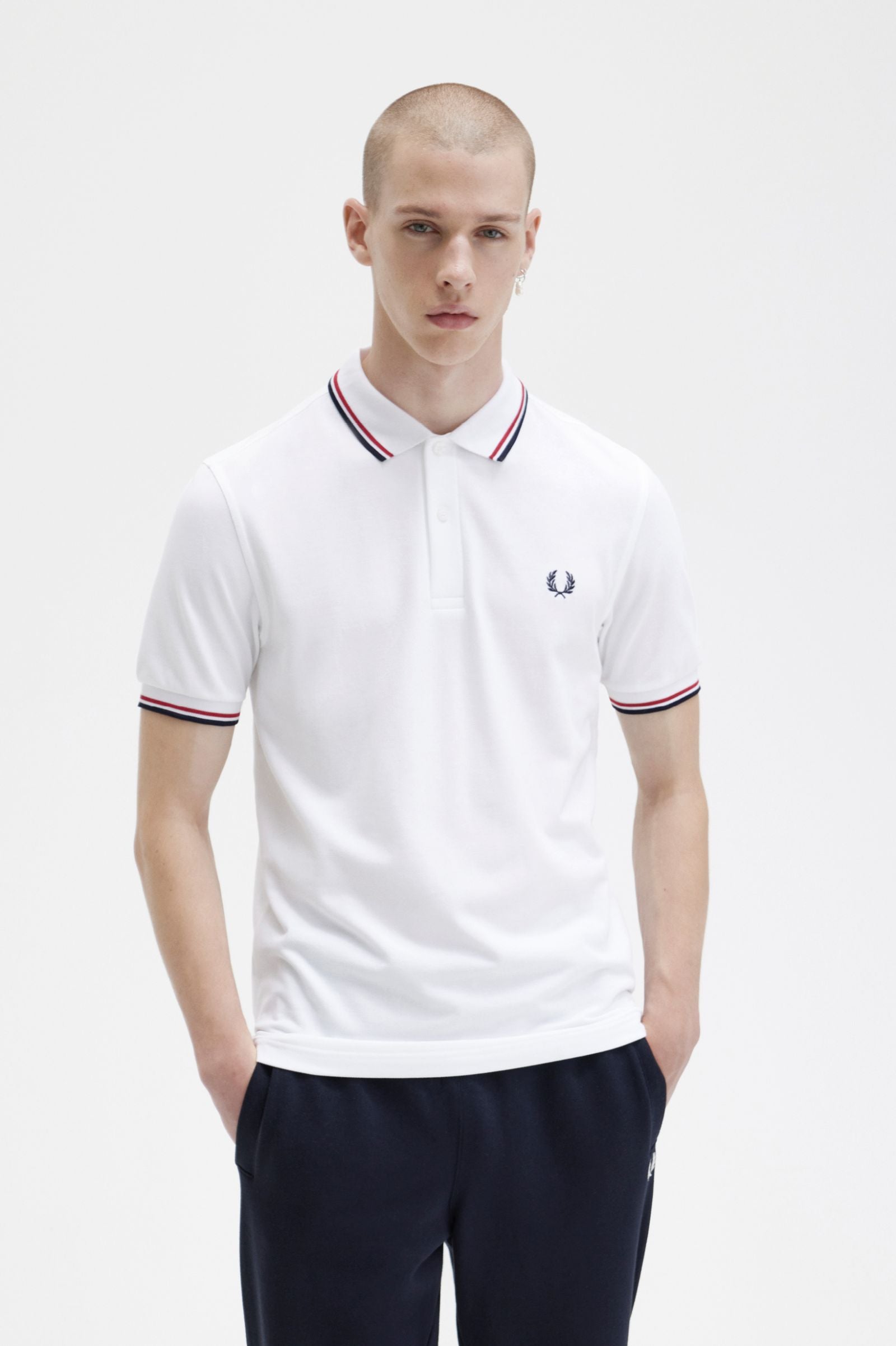 Fred Perry Twin Tipped Polo Shirt - White/ Red/ Navy