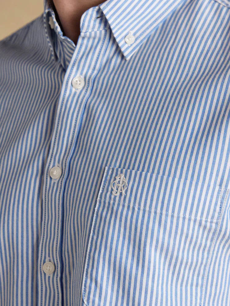 Joules Blue Striped Classic Fit Oxford Shirt