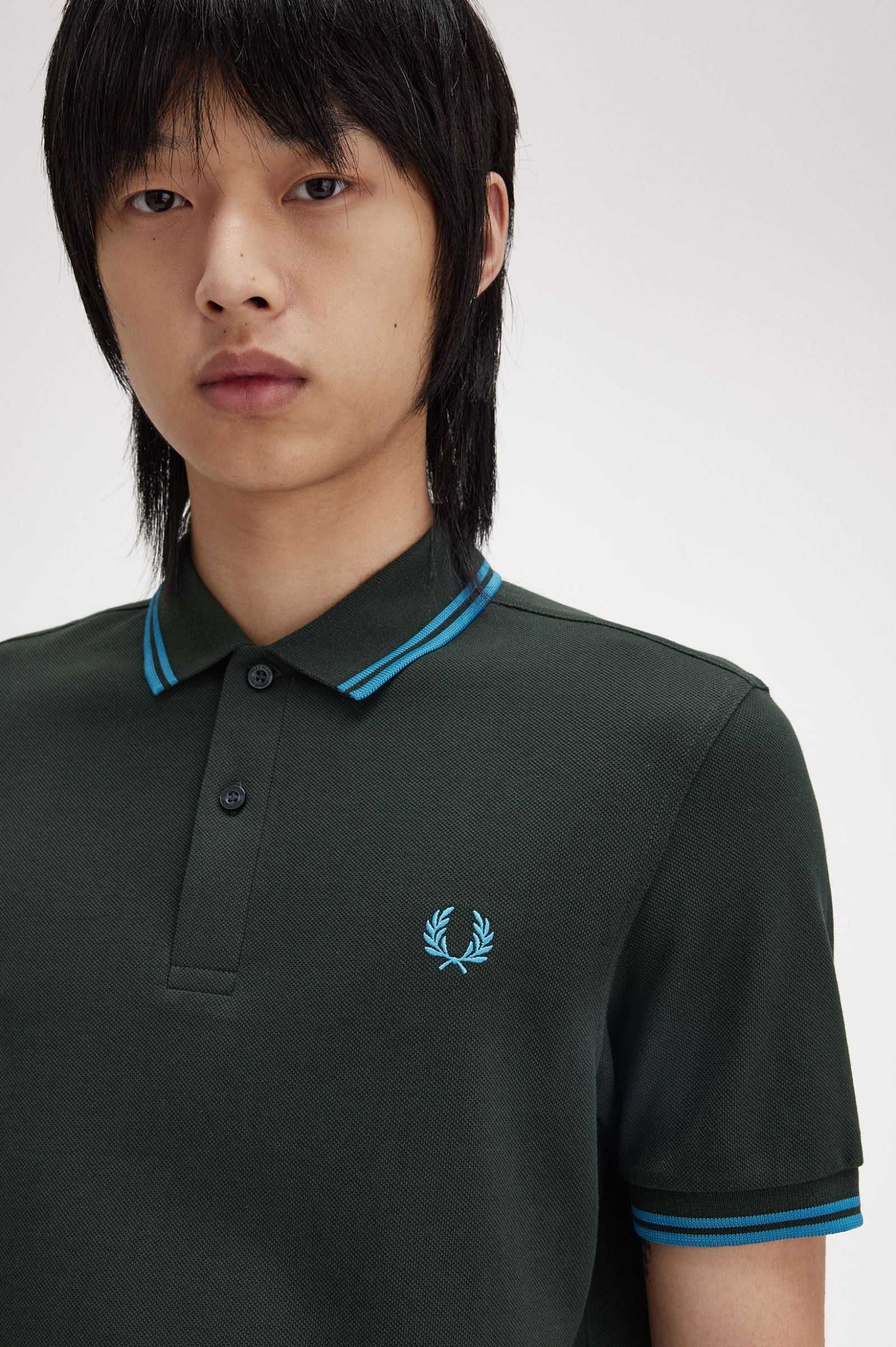 Fred Perry Twin Tipped Polo Shirt - NIght Green/Ocean Blue