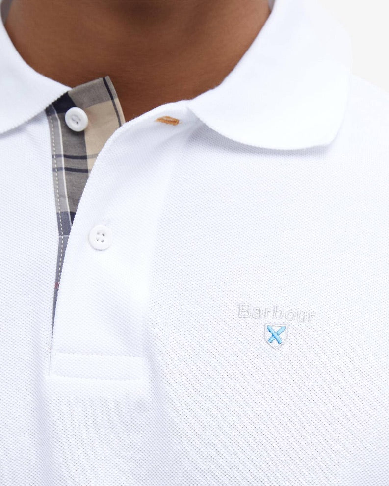 Barbour Reg Fit Tartan Pique Polo Shirt - Classic White