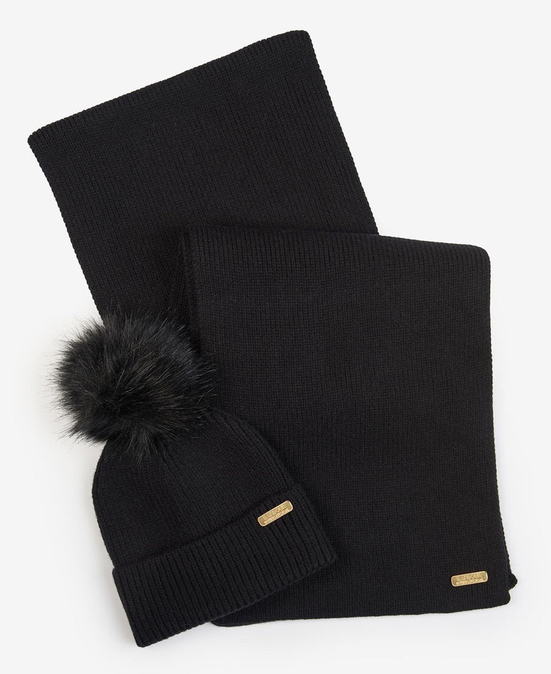 Barbour international Mallory Beanie & Scarf Gift Set - Black