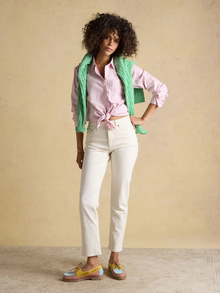 Joules Boyfriend Fit Pink Striped Oxford Shirt