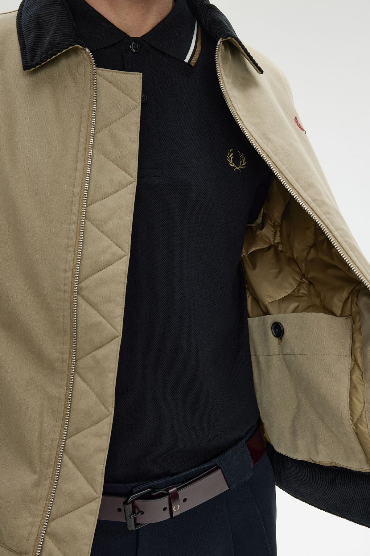 Fred Perry Cotton Caban Jacket - Golden Khaki