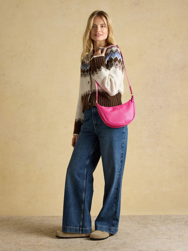 Joules Jade Pink Half Moon Adjustable Cross-Body Bag