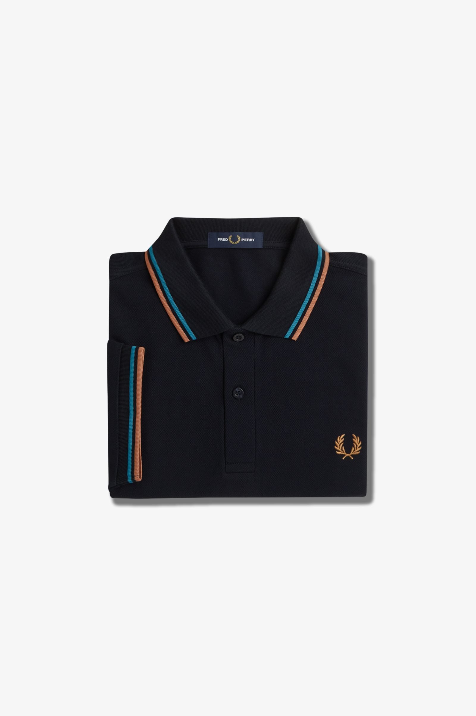 Fred Perry Twin Tipped Polo Shirt - Navy/ Cyber Blue/ Light Rust