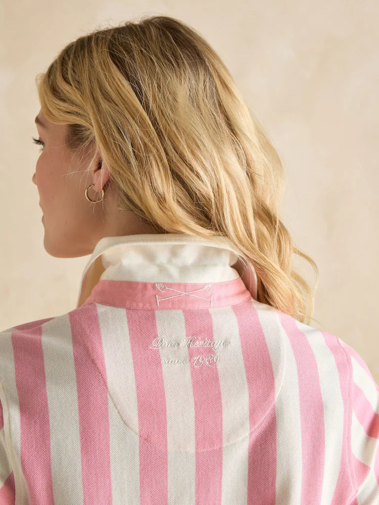 Joules Beaufort Pink Stripe Polo Shirt