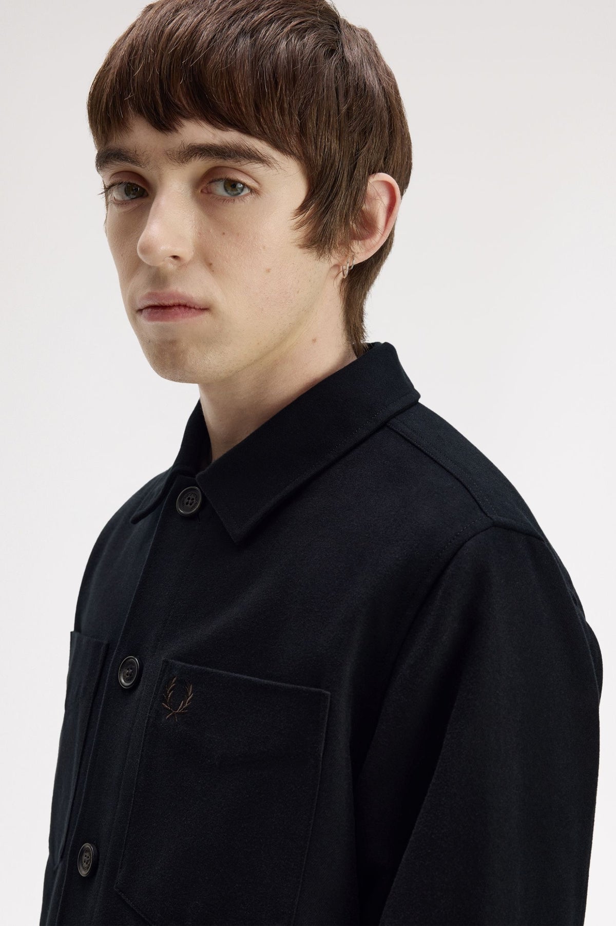 Fred Perry Brushed Twill Overshirt - Black