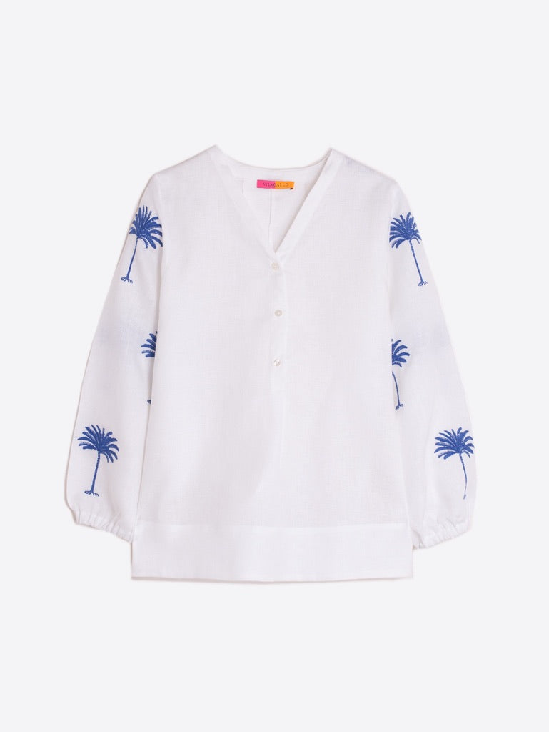 Vilagallo Ebba White Linen Shirt - White