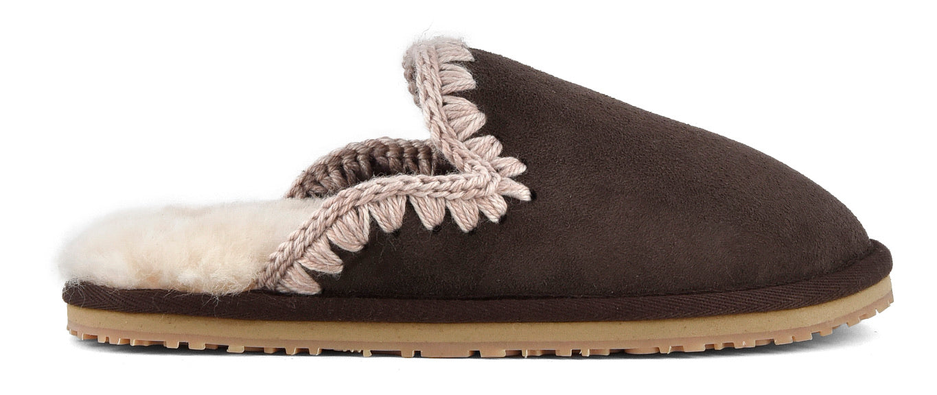 Mou Boots Suede Slipper Eskimo Stitch - Mocha
