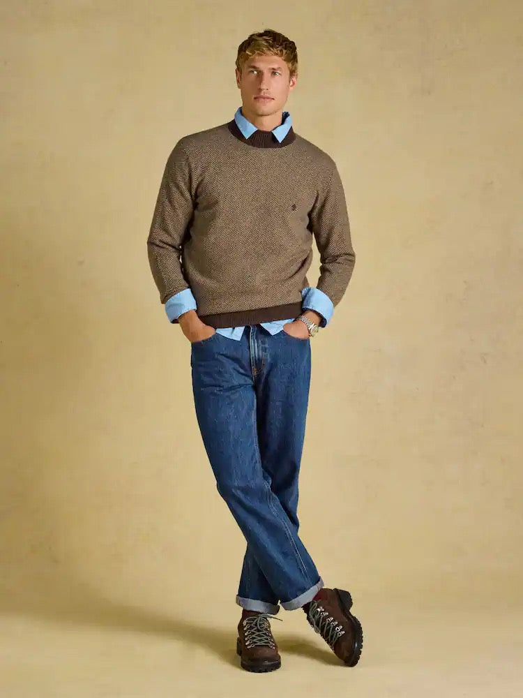 Joules Highland Brown Wool Rich Roll Neck Jumper