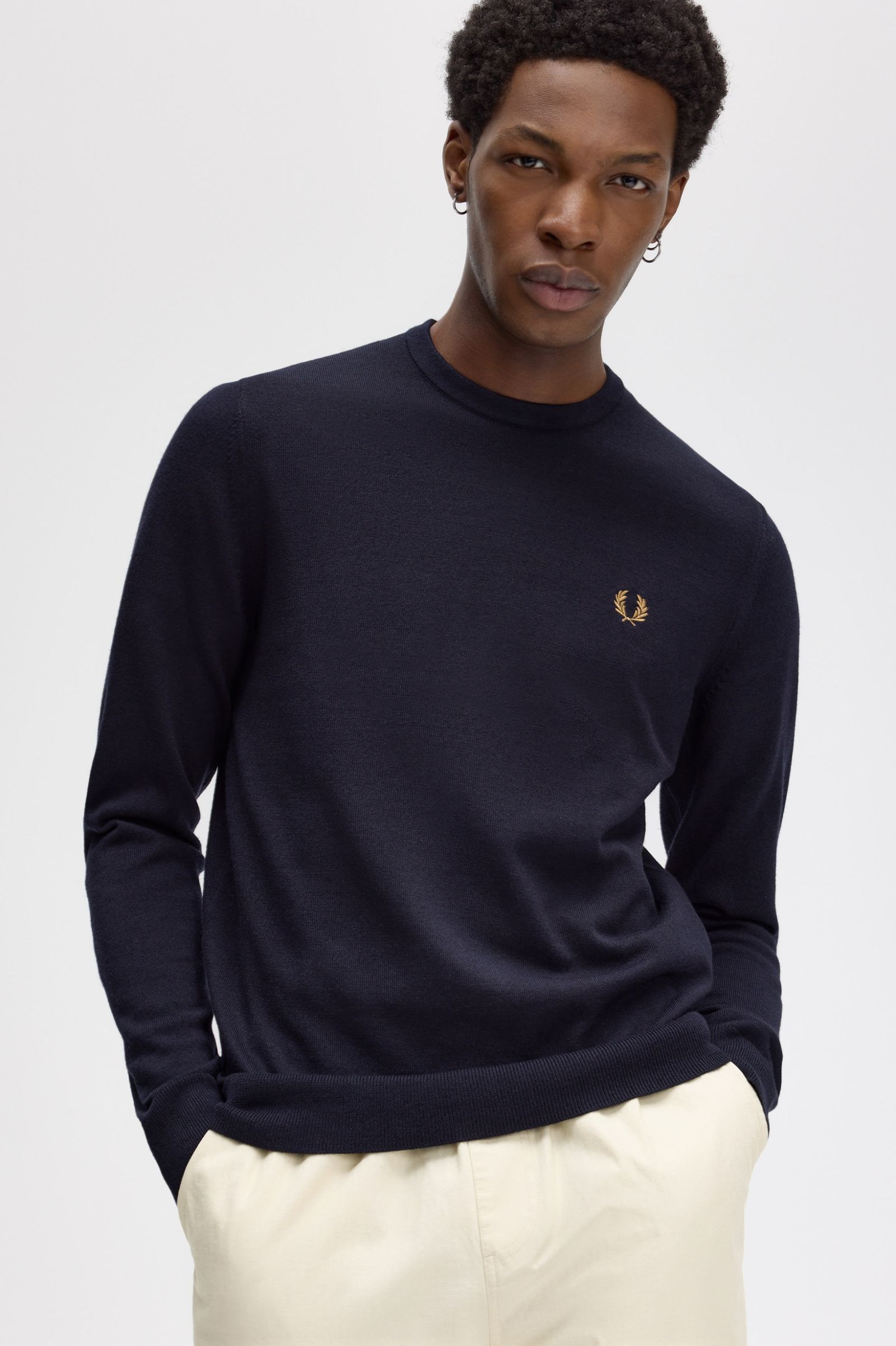 Fred Perry Classic Crew Neck Jumper - Navy