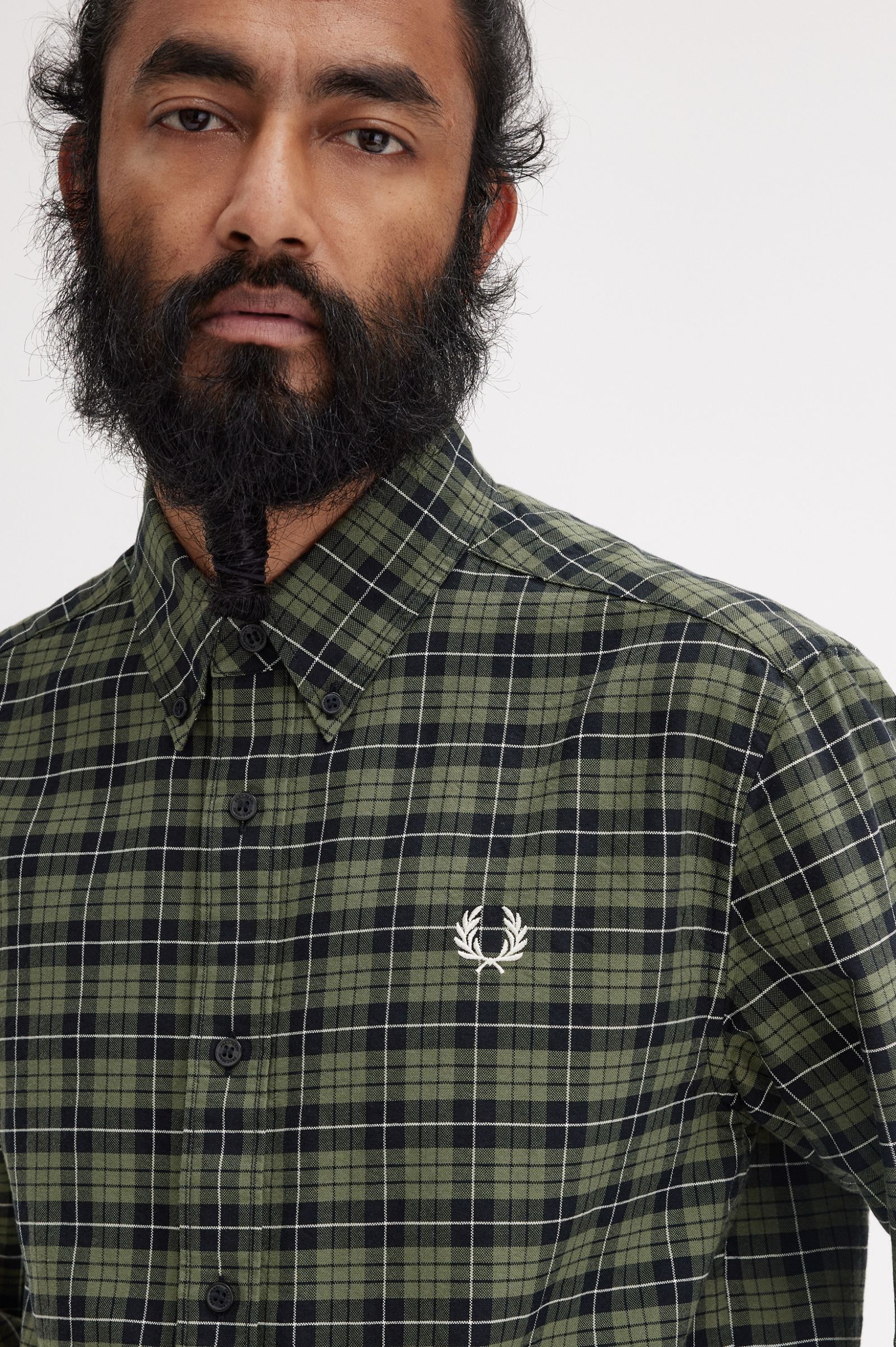 Fred Perry Tartan Oxford Shirt - Laurel Wreath Green