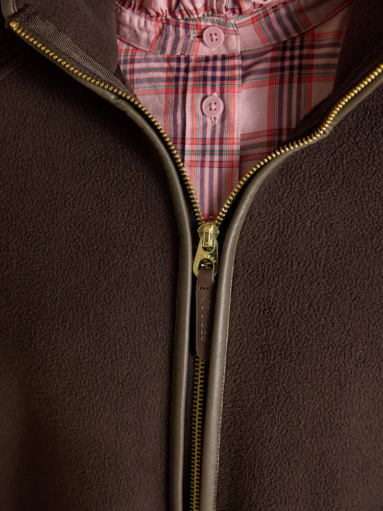 Joules Heritage Chocolate Brown Longline Polar Fleece Longline Cape