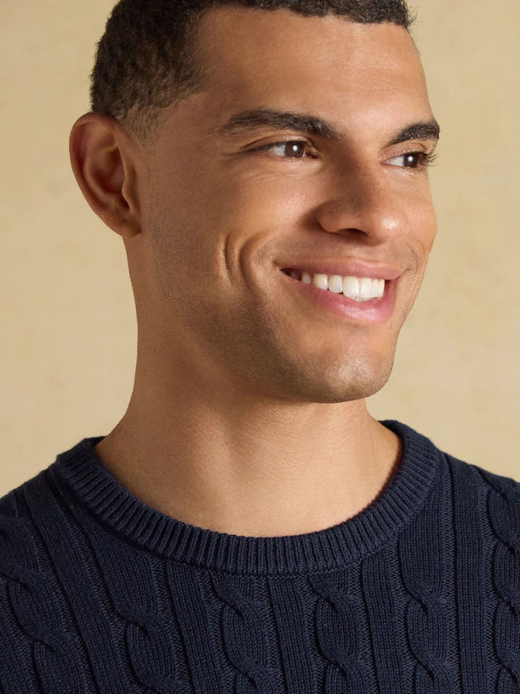 Joules Cable Knit Crew Mens - Navy