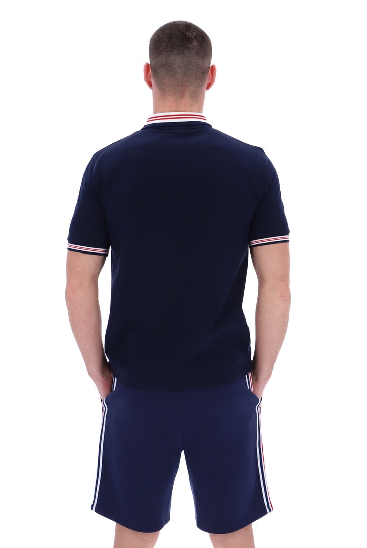 FILA Faraz Tipped Rib Polo Shirt - Fila Navy