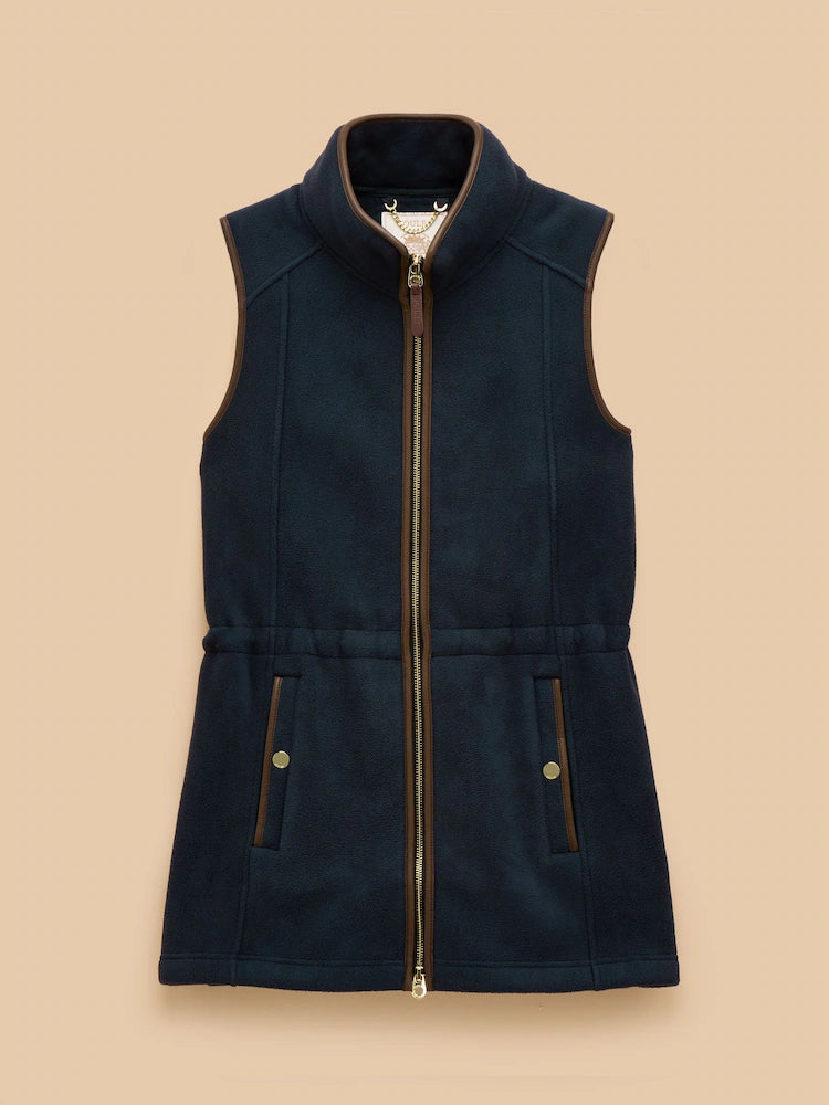 Joules Heritage Navy Blue Longline Polar Fleece Gilet