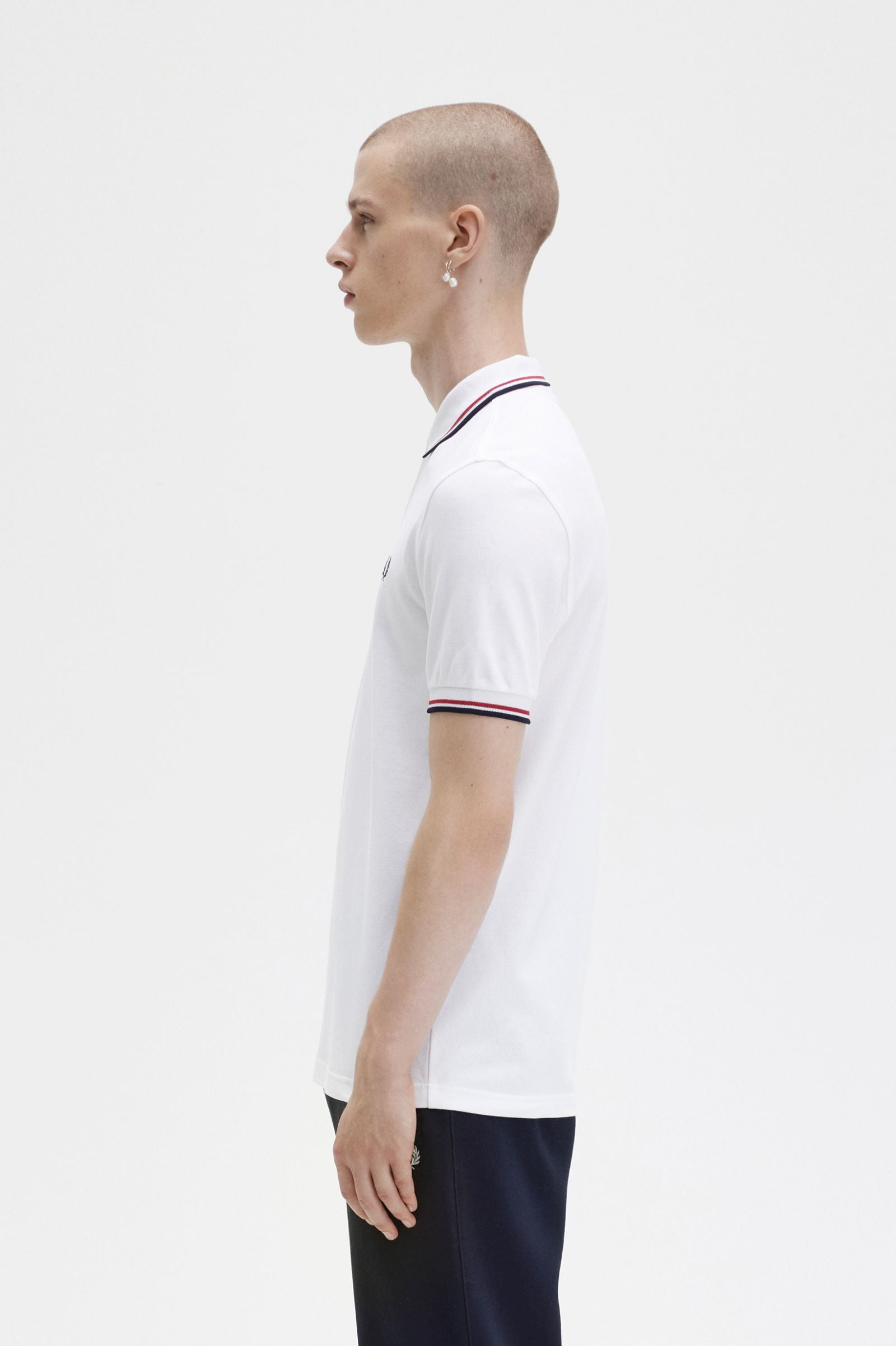 Fred Perry Twin Tipped Polo Shirt - White/ Red/ Navy