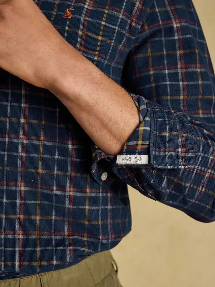 Joules Navy Long Sleeve Fine Needle Cord Shirt