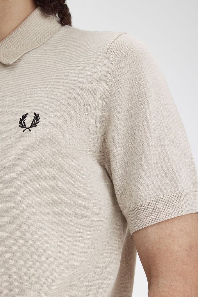Fred Perry Classic Knitted Shirt - Dark Oatmeal