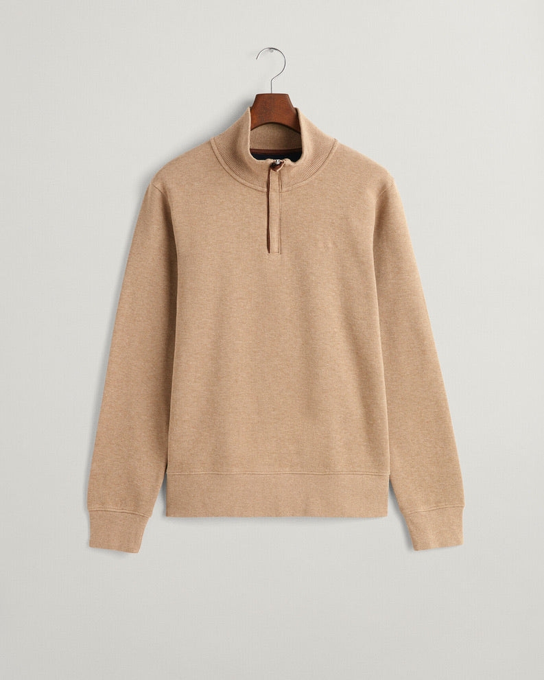 Gant Sacker Rib Half Zip - Khaki Melange