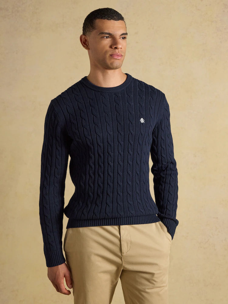 Joules Cable Knit Crew Mens - Navy