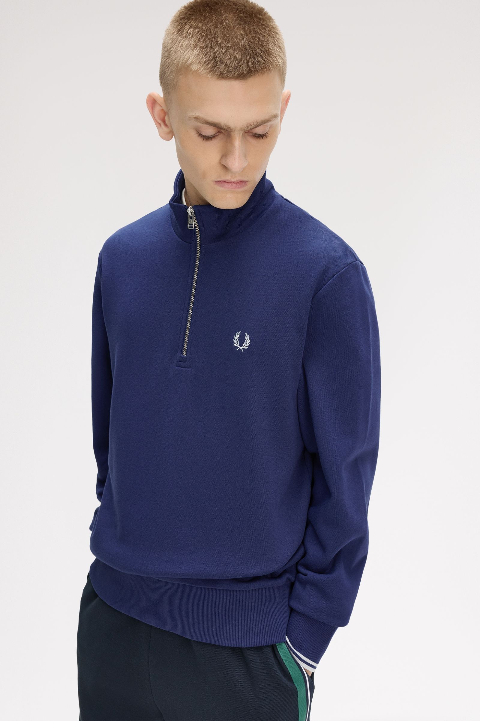 Fred Perry Half Zip Sweatshirt - French Blue