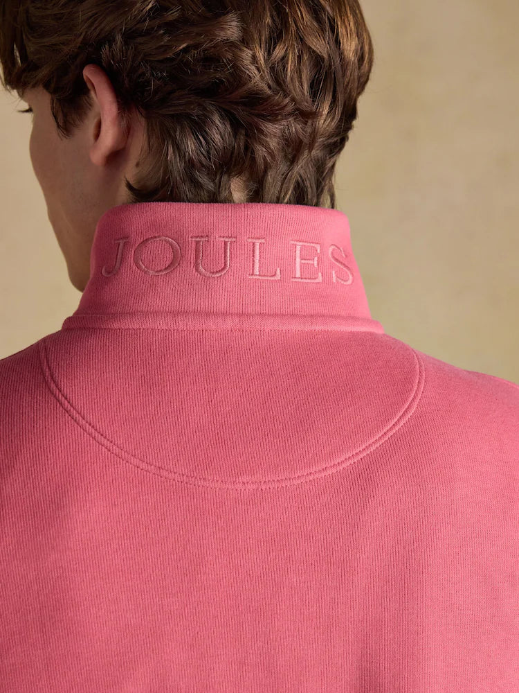 Joules Alistair Pink French Ribbed Quarter Zip Sweatshirt