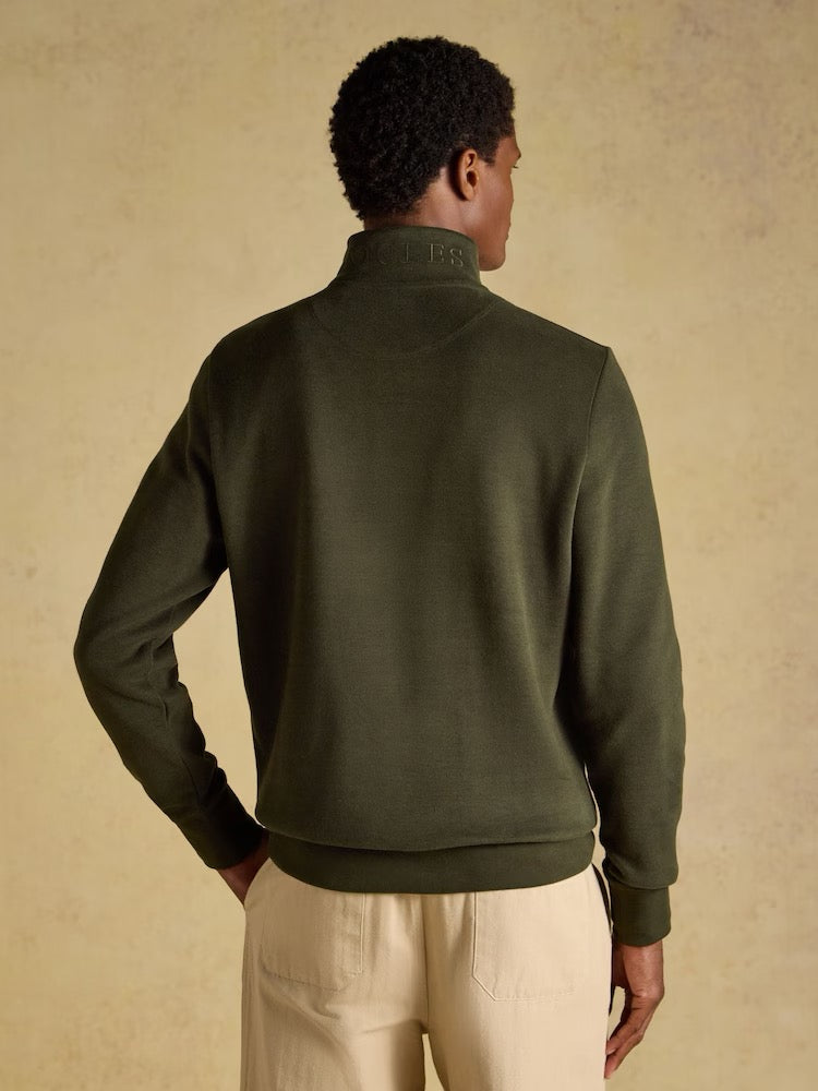 Joules Alistair Green French Ribbed Quarter Zip Sweatshirt