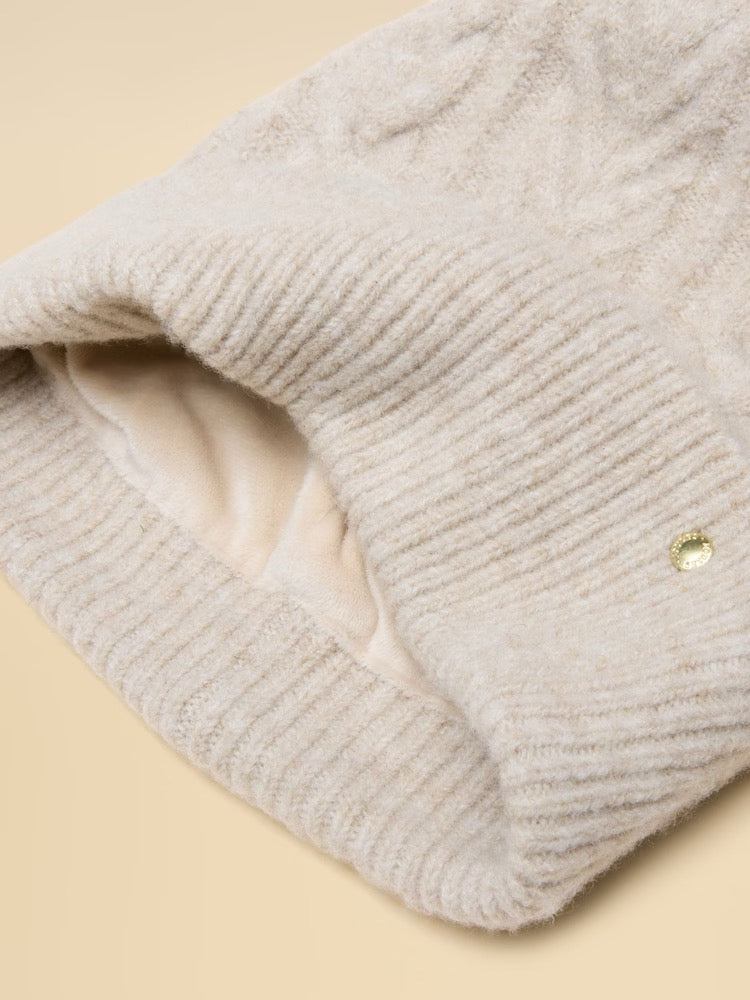 Joules Cable Grey Bobble Hat