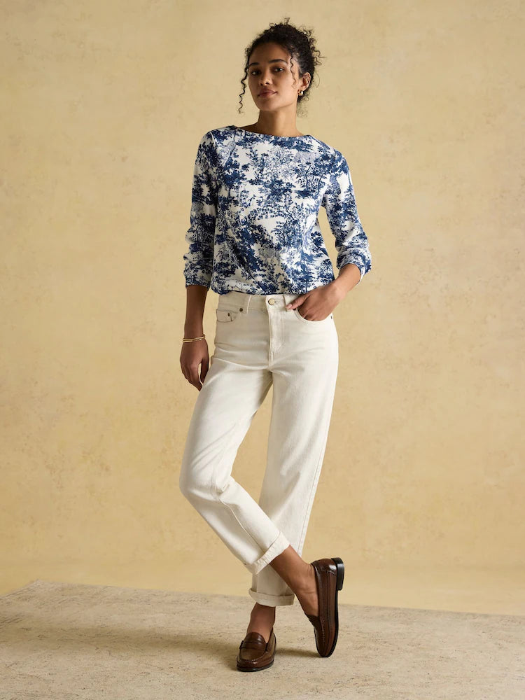 Joules Printed Harbour Top - Navy Safari