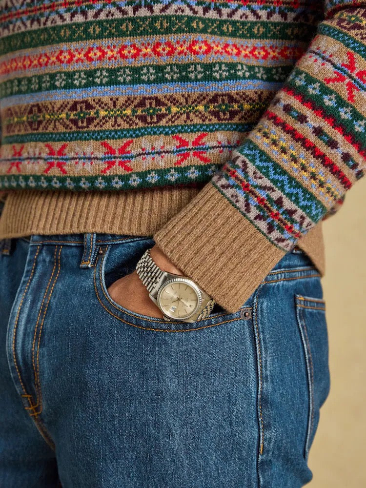 Joules Multi Wool Rich Fair Isle Quarter Zip Jumper