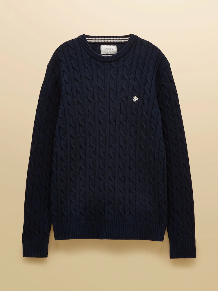 Joules Cable Knit Crew Mens - Navy