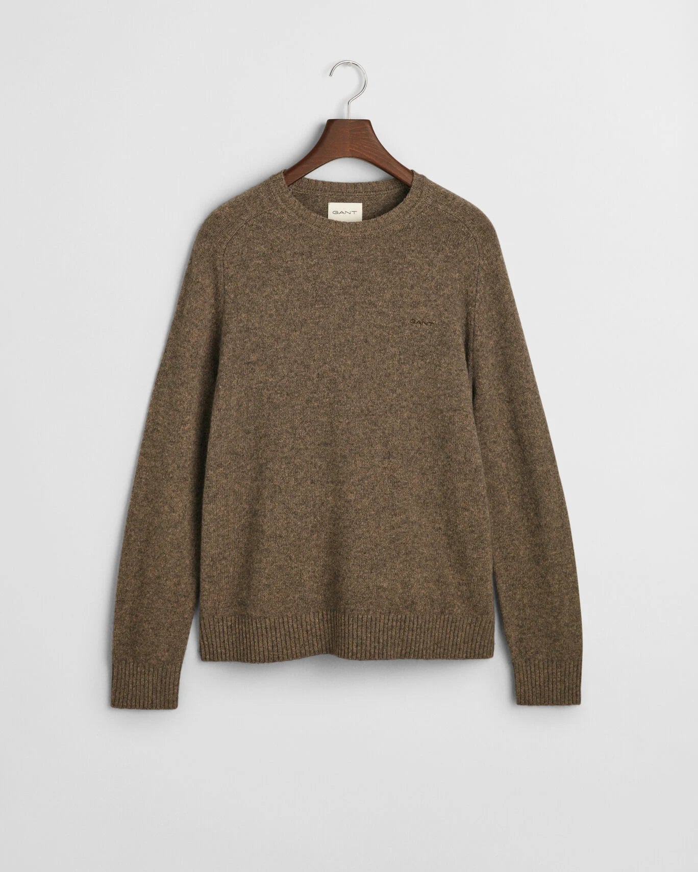 Gant Wool Blend Crew Neck Sweater - Dark Hazelnut Melange