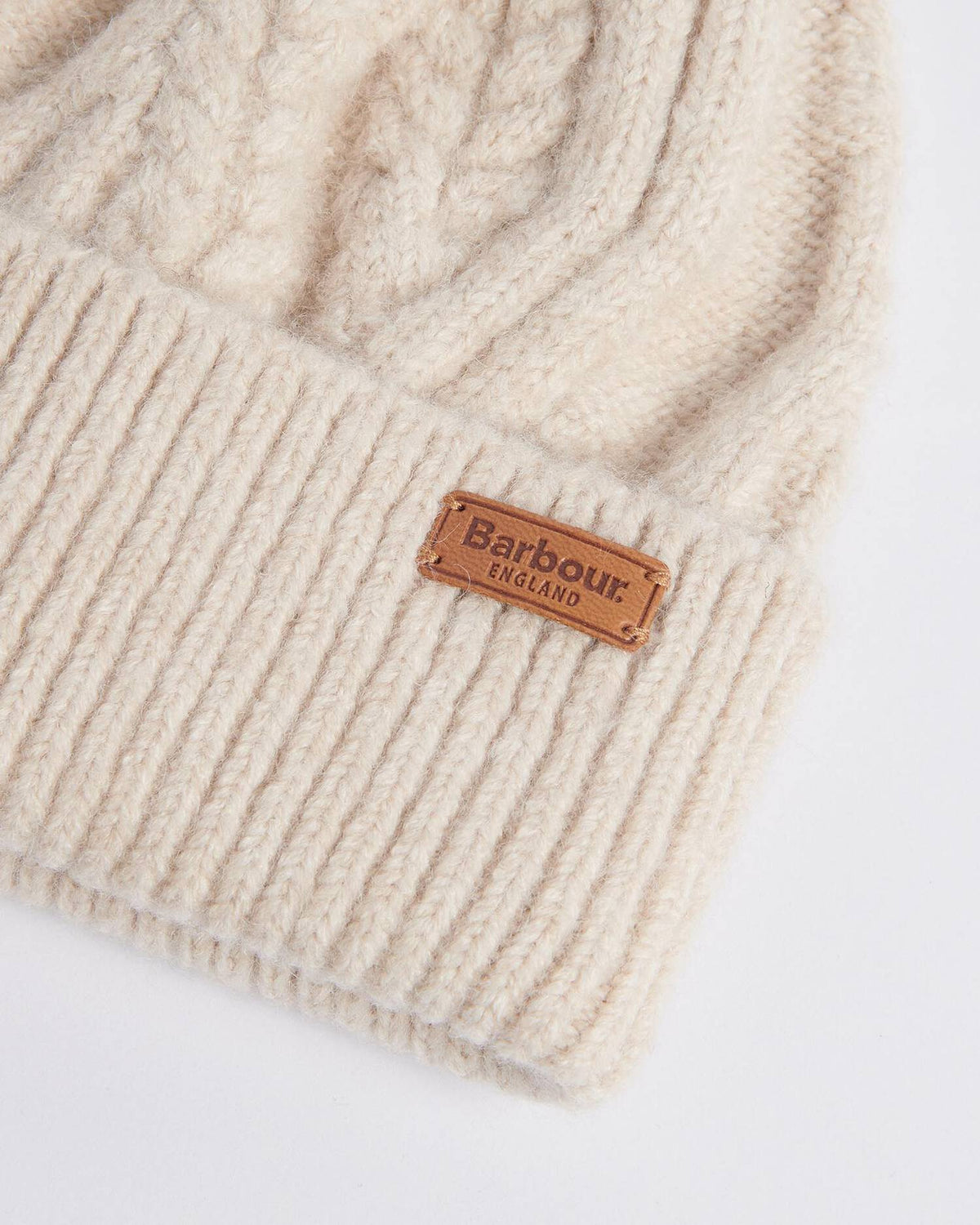 Barbour Elsdon Cable-Knit Beanie - Eggshell
