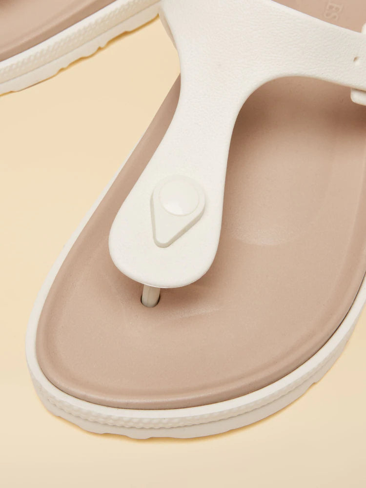 Joules Soleil White Buckle Flip Flop