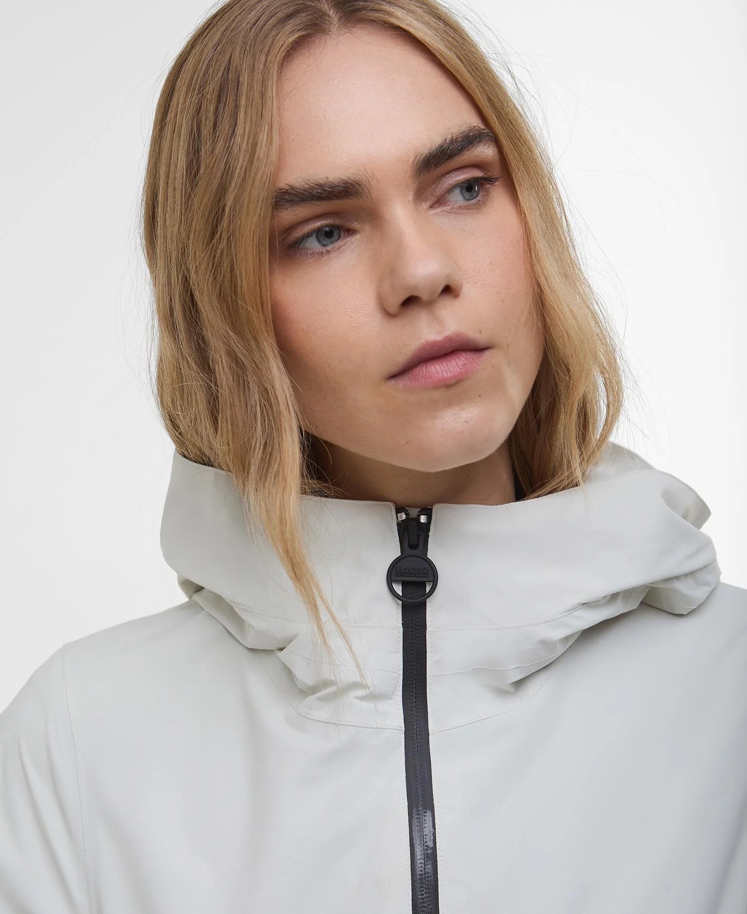 Barbour International Longline Kyra Waterproof Jacket - Silver Birch