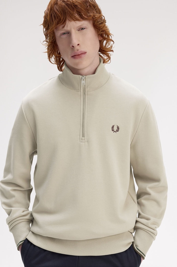 Fred Perry Half Zip Sweatshirt - Warm Oat